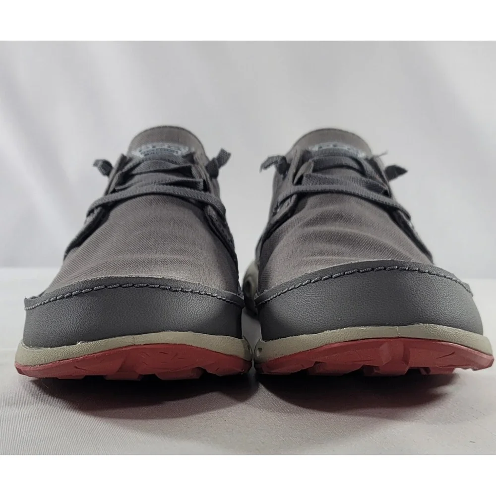 Columbia Bahama Vent‎ PFG Boat Shoes Mens Sz 8 Grey/Red Canvas & Leather Uppers
